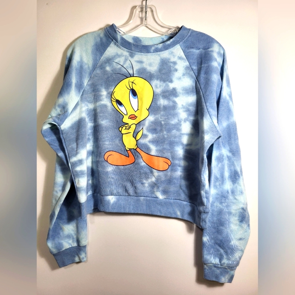 Looney Tunes blue tie dye "Tweety Bird" sweatshirt women's S #2317